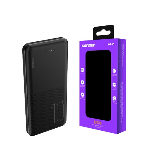 DENMEN POWER BANK DP05 WITH DUAL USB PORTS 2.1A 10000MAH BLACK DENMEN POWER BANK DP05 WITH DUAL USB PORTS 2.1A 10000MAH BLACK